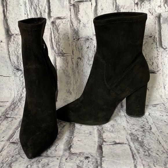 BCBGeneration Shoes - BCBGeneration black suede bootie with unique round heel